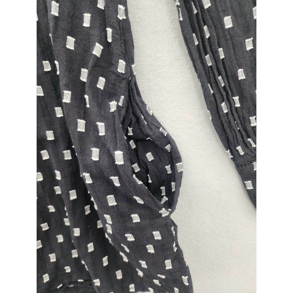 Zara Trafaluc Black White Geometric Print Cotton Mini‎ Dress Long Sleeve Boho M - Picture 6 of 14